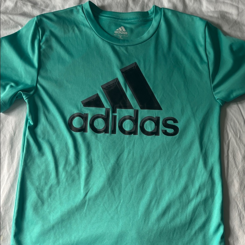 Adidas Kids Aqua T-Shirt with Black Logo